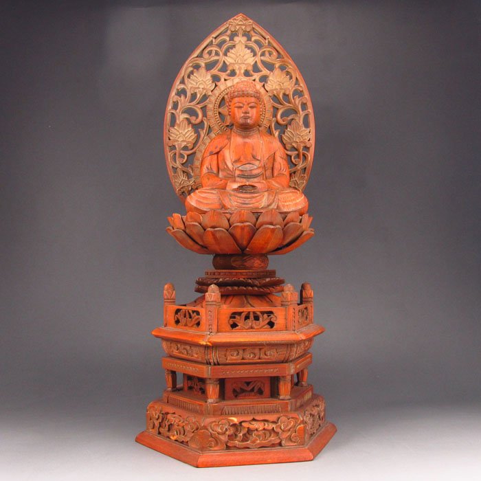 Chinese Natural Boxwood Statue - Sitting Buddha (1 of 8)
