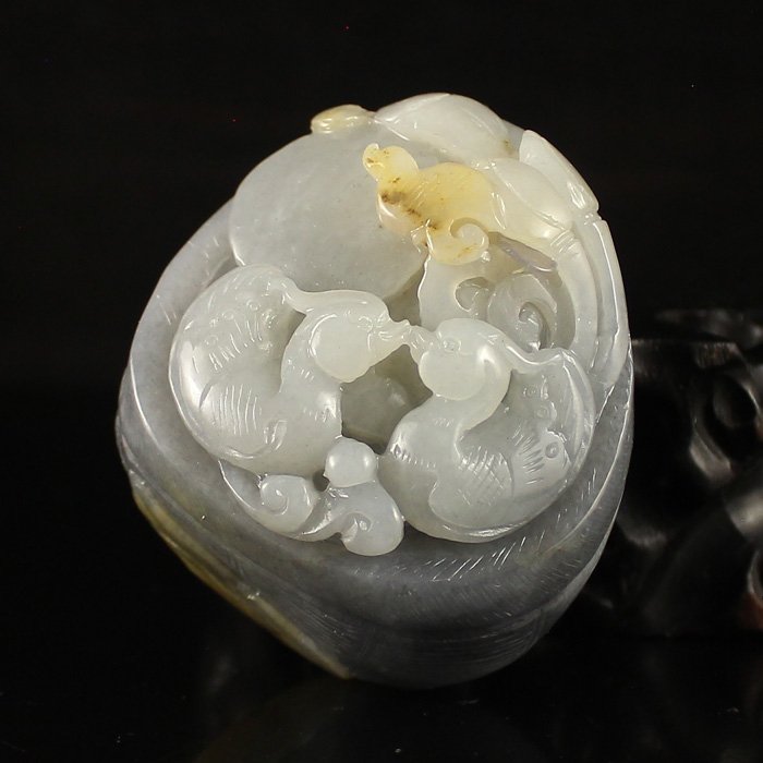 Chinese Natural Hetian Jade Pendant w Mandarin Ducks (1 of 6)