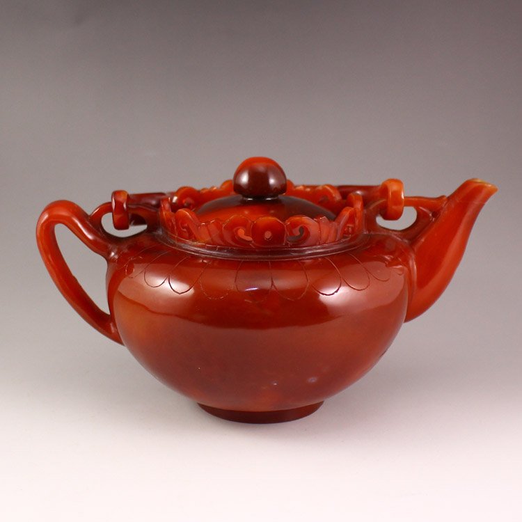 Beautiful Color Hand Carved China Natural Agate Teapot (1 of 8)