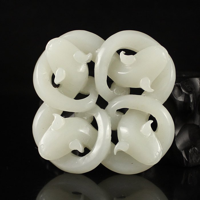 Chinese Natural Hetian Jade Fortune Dragon Pendant (1 of 6)