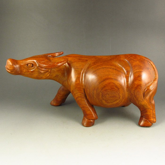 Chinese Hainan Huali Wood Statue - Fortune Ox (1 of 7)