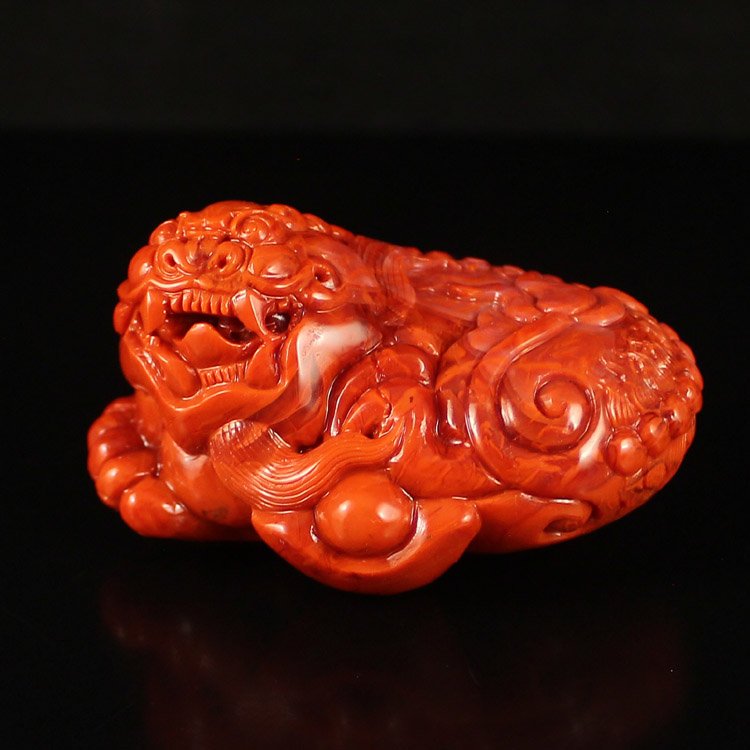 Chinese Natural Nanhong Agate Statue - Fortune Foo Dog (1 of 8)