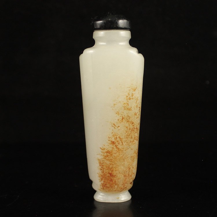 Hand Carved Chinese Natural Hetian Jade Snuff Bottle (1 of 6)
