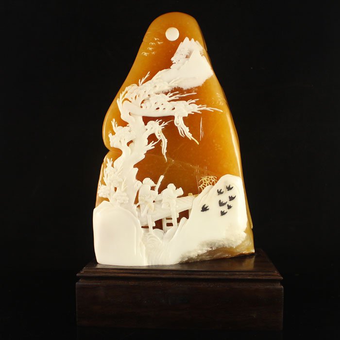 Beautiful Color Indonesia Natural Jin Tian Huang Statue (1 of 7)