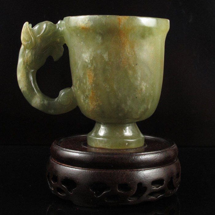 Vintage Chinese Natural Hetian Jade Cup (1 of 8)