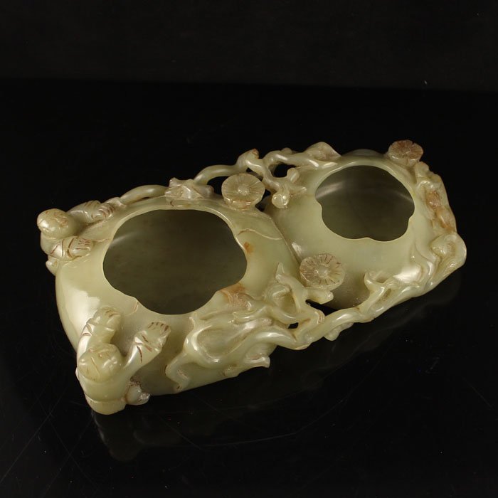 Chinese Hetian Jade Brush Washers Carved Fortune Kids (1 of 8)