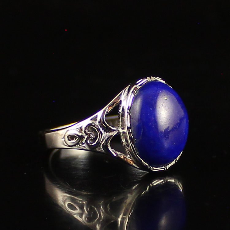Genuine 925 Silver Inlay Natural Lapis Lazuli Ring (1 of 5)