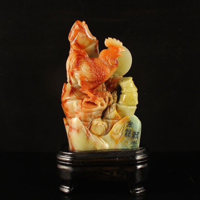 Chinese Natural Shoushan Stone Statue - Lucky Rooster (1 of 7)
