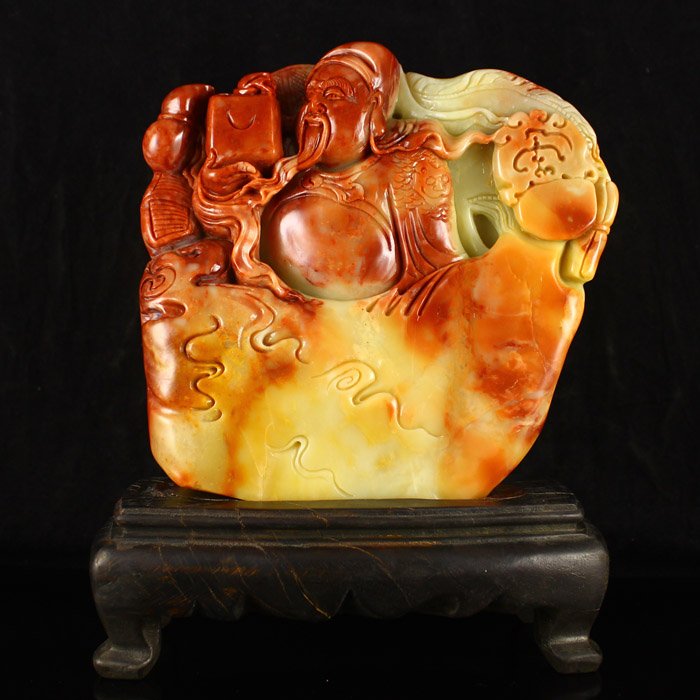 Chinese Shoushan Stone Statue - Fortune Taoism Deity (1 of 5)