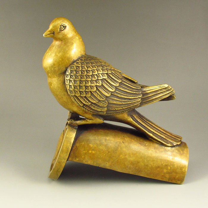 Exquisite Chinese Brass Statue Carved Lucky Bird (1 of 6)