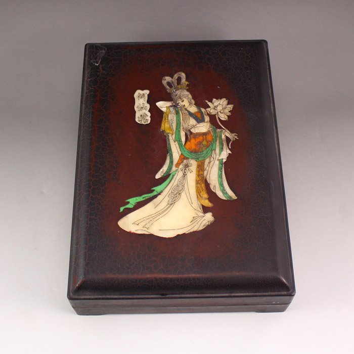 Chinese Duan Inkstone w Sandalwood Inlay Shell Box (1 of 7)