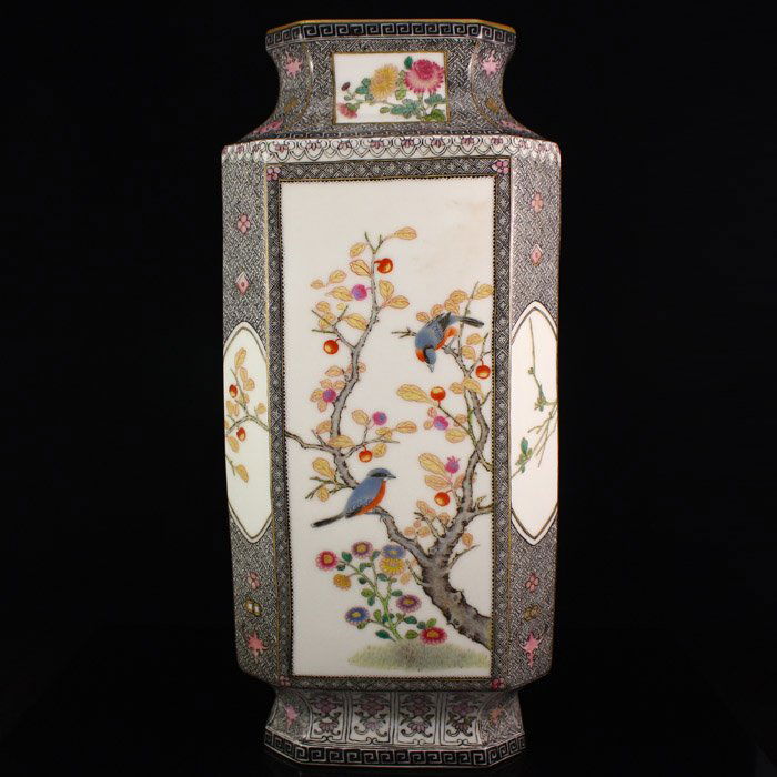 Chinese Gilt-Gold Famille Rose + Mo Cai Porcelain Vase (1 of 10)