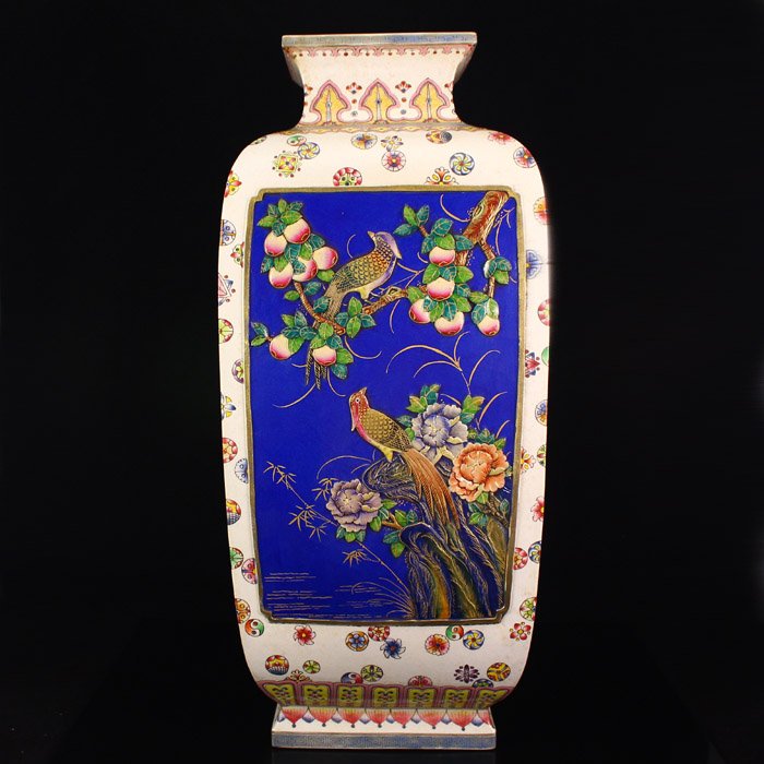 Chinese Famille Rose High Relief Porcelain Big Vase (1 of 8)