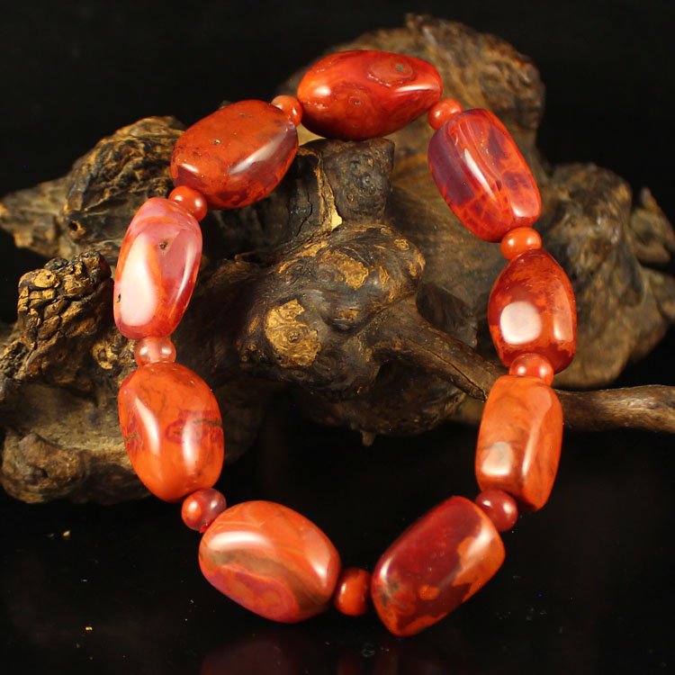 Chinese Natural Nanhong Agate Beads Bracelet (1 of 6)