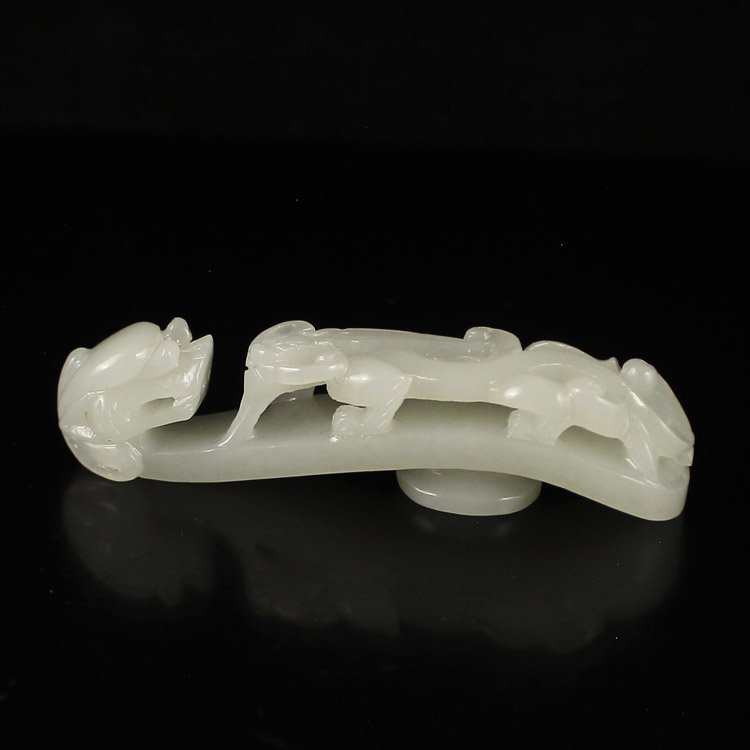 Chinese Hetian Jade Belt Buckle Carved Fortune Dragon (1 of 6)