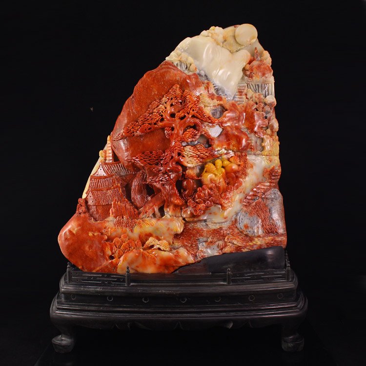 Superb Chinese Shoushan Stone Statue - Sages Meeting (1 of 10)