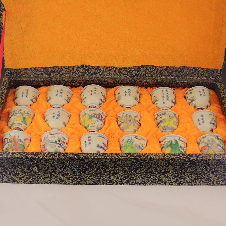 A Set Hand-painted Chinese Wucai Porcelain Cups (1 of 10)