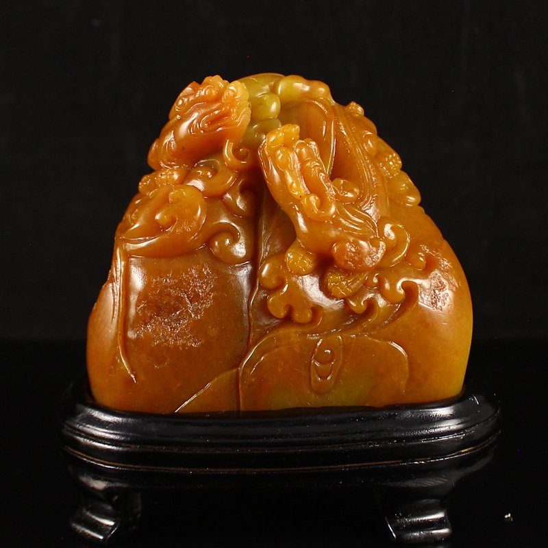 Chinese Natural Shoushan Stone Statue - Fortune Dragon (1 of 7)