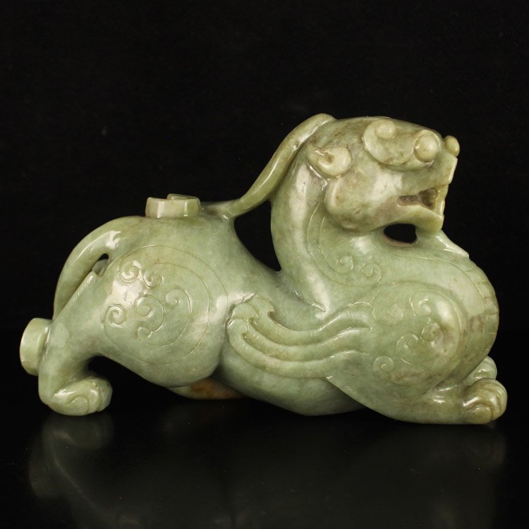 Chinese Natural Hetian Jade Statue - Fortune Beast (1 of 6)