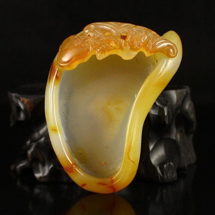 Hand Carved Chinese Natural Agate Brush Washer (1 of 5)