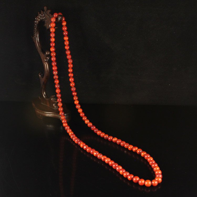 Beautiful Color Chinese Nanhong Agate Beads Necklace (1 of 6)