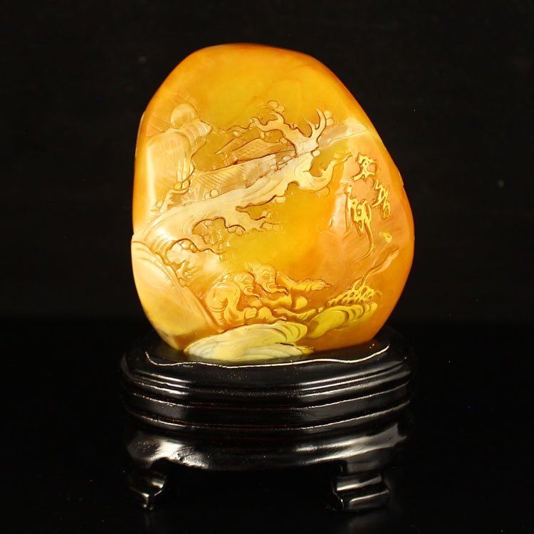 Chinese Natural Shoushan Stone Statue - Two Old Men (1 of 6)