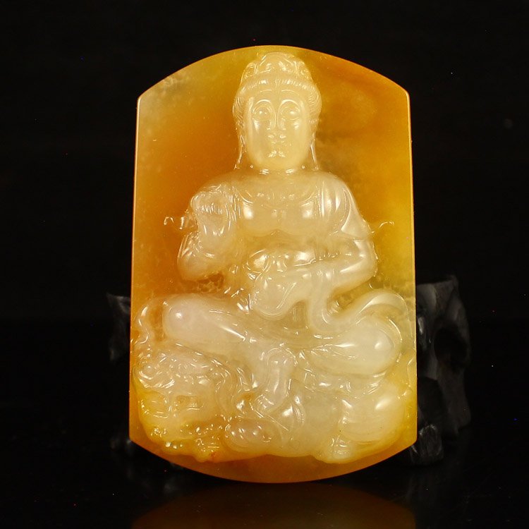 Superb Color Chinese Natural Jade Pendant - Kwan-yin (1 of 6)