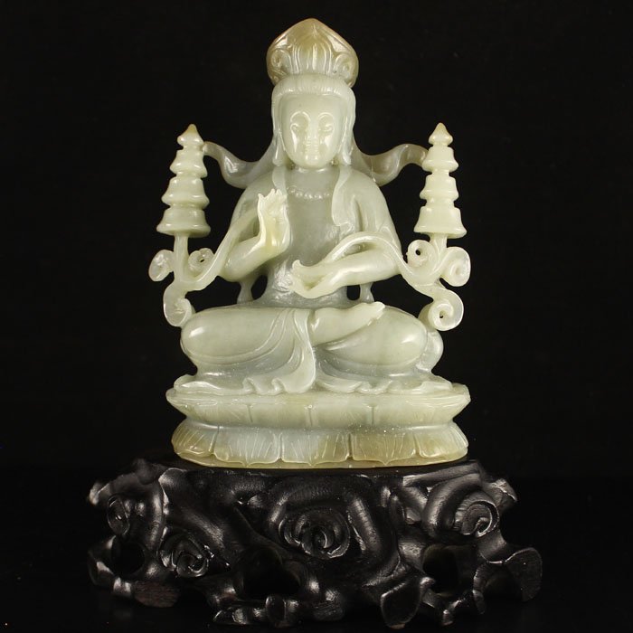 Chinese Hetian Jade Tibet Temples Kwan-yin Statue (1 of 7)