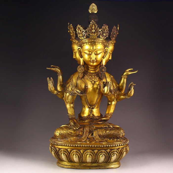 Chinese Tibet Bronze Gold-plating Buddha Statue (1 of 10)