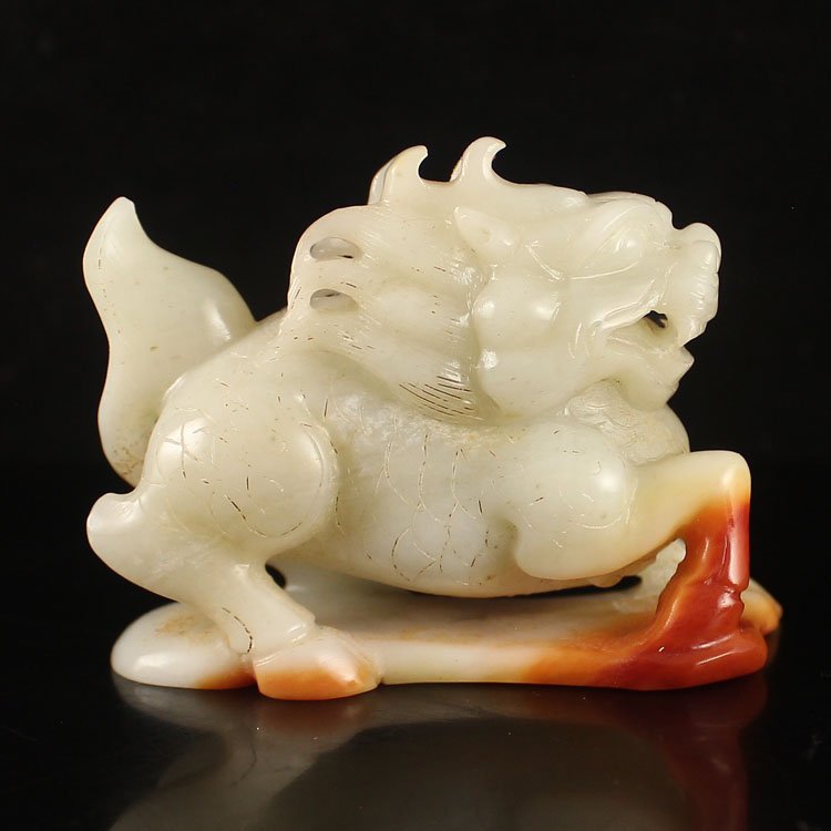Chinese Natural Hetian Jade Statue - Kylin (1 of 7)