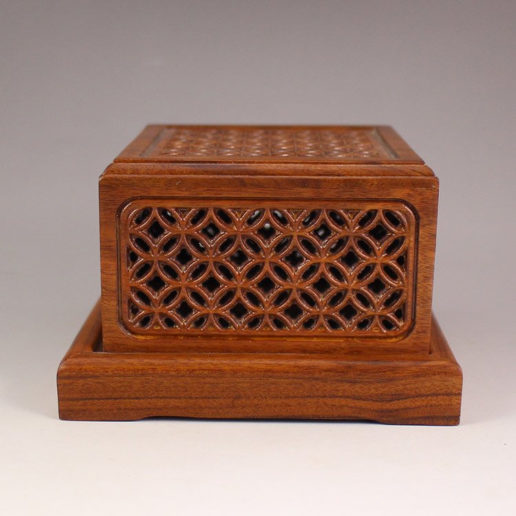 Hand Carved Chinese Red Wood Incense Burner (1 of 5)