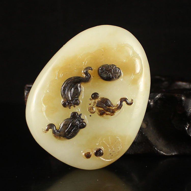 Chinese Natural Hetian Jade Pendant - Tadpoles (1 of 5)