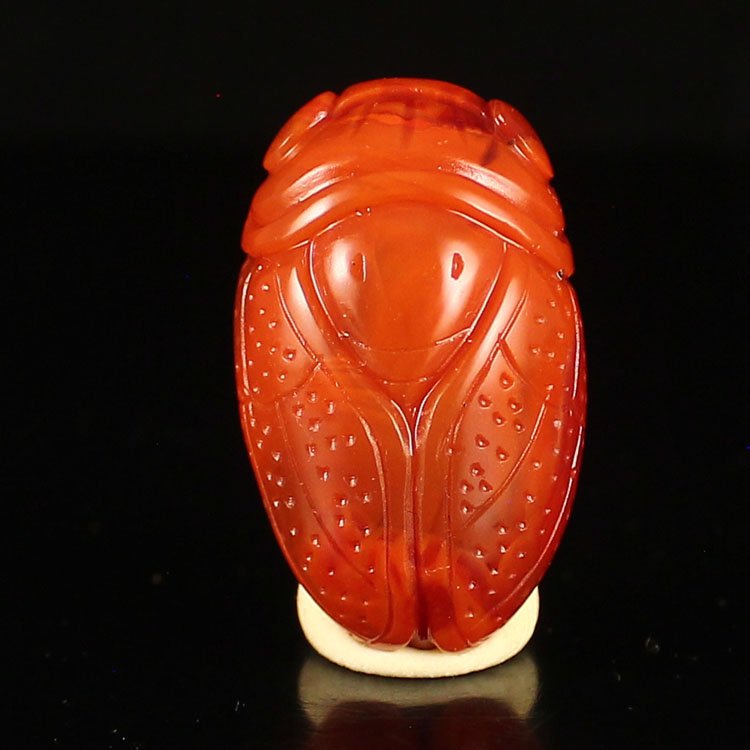 Chinese Nanhong Agate Pendant - Fortune Cicada (1 of 9)