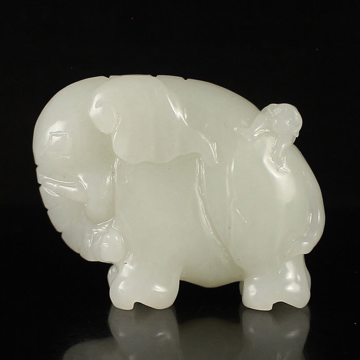 Chinese Natural Hetian Jade Pendant - Elephant & Monkey (1 of 7)