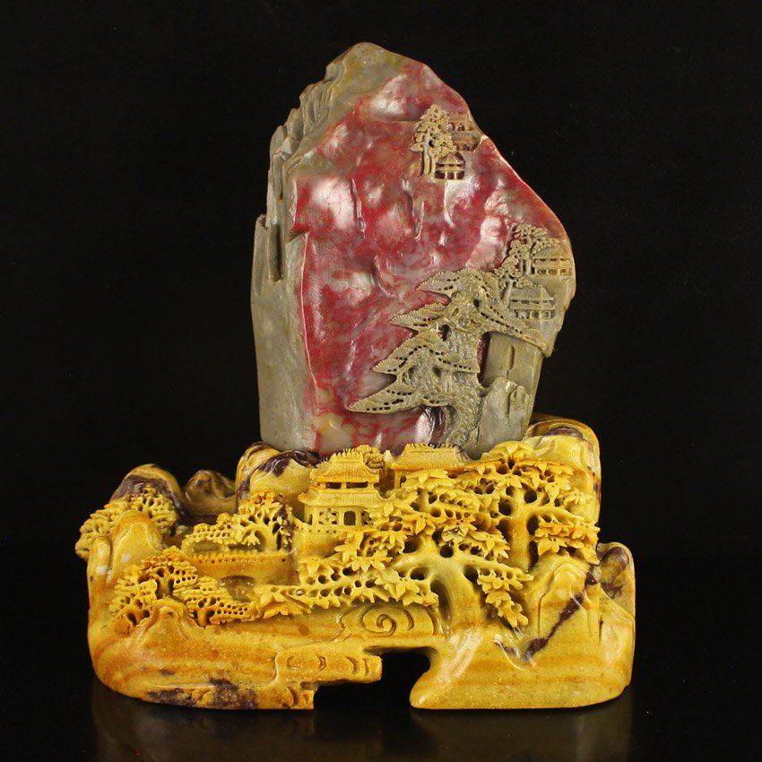 Chinese Natural Chicken Blood Statue - Village Scenery (1 of 8)