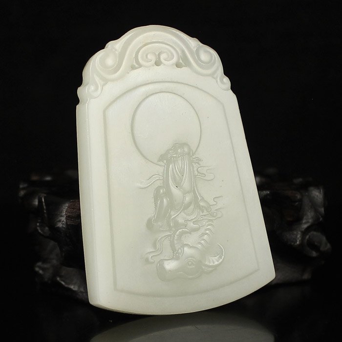 Chinese White Hetian Jade Pendant - Sage Laozi & Ox (1 of 6)
