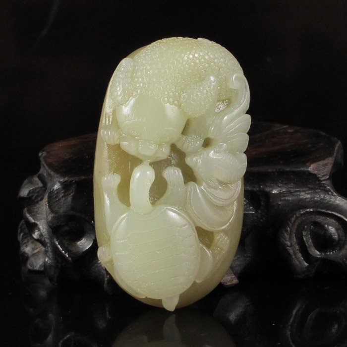 Chinese Natural Hetian Jade Pendant - Turtle & Bat Toad (1 of 8)