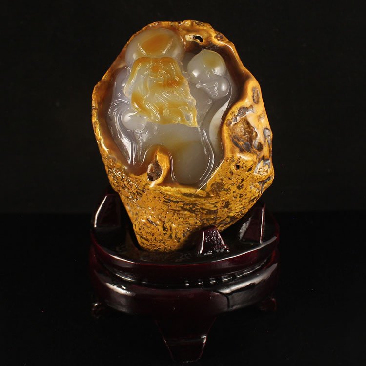 Chinese Natural Agate Statue - Longevity Taoism Deity (1 of 6)