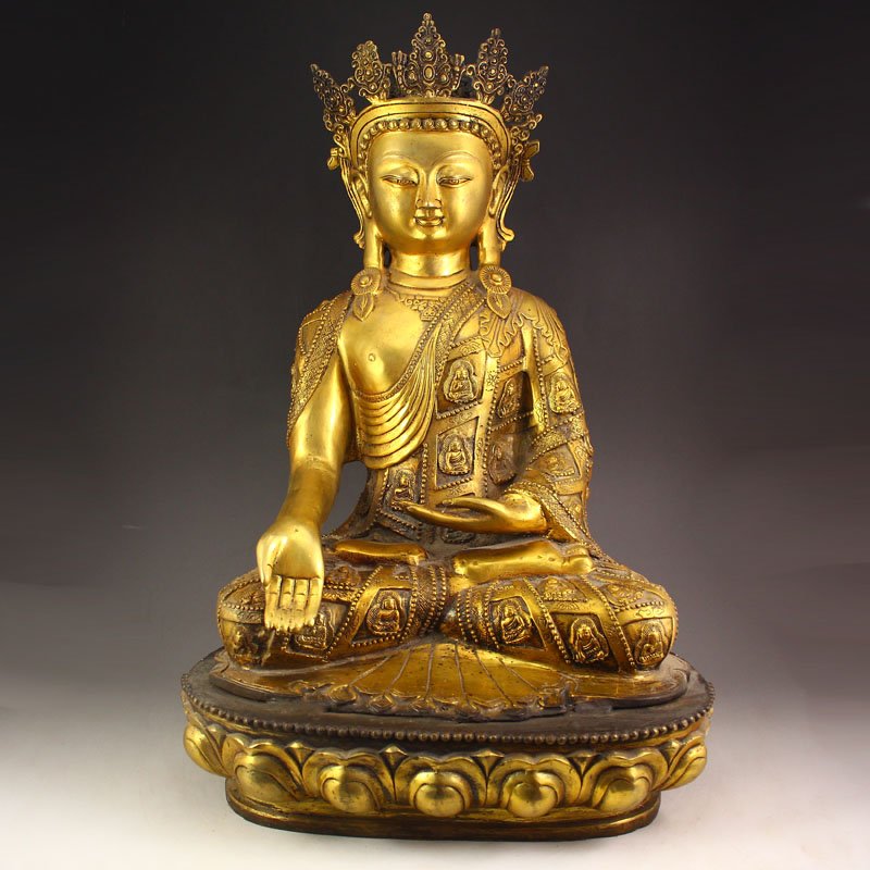 Chinese Tibet Bronze Gold-plating Kwan-yin Statue (1 of 5)