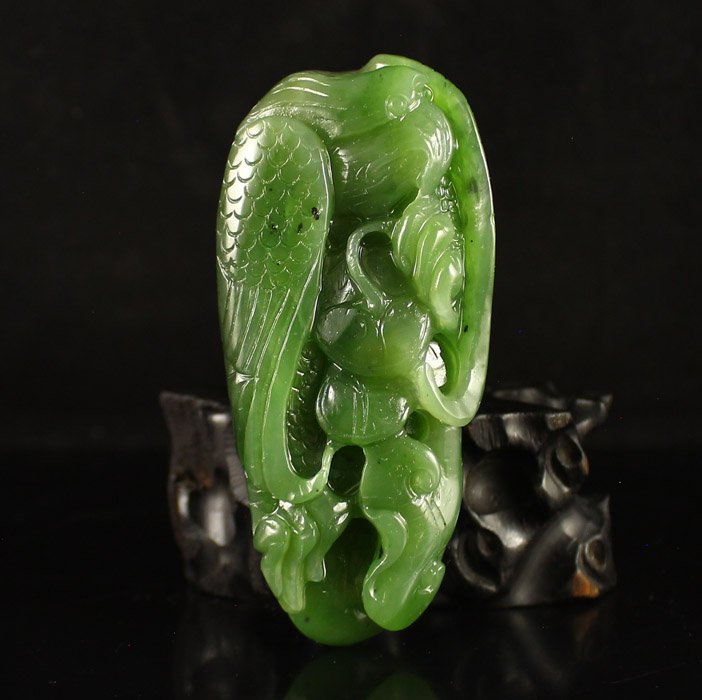 Chinese Natural Green Hetian Jade Pendant - Eagle (1 of 6)