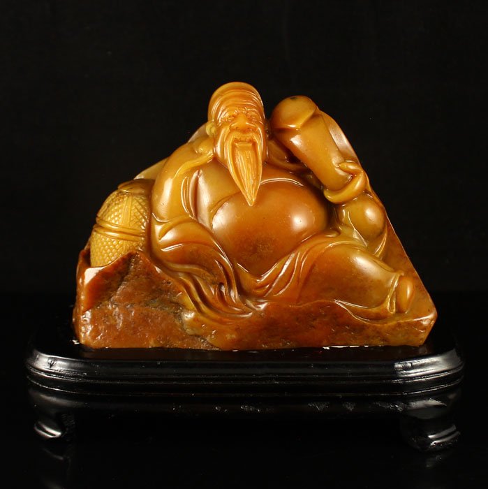 Chinese Shoushan Stone Statue - Fortune Taoism Deity (1 of 7)