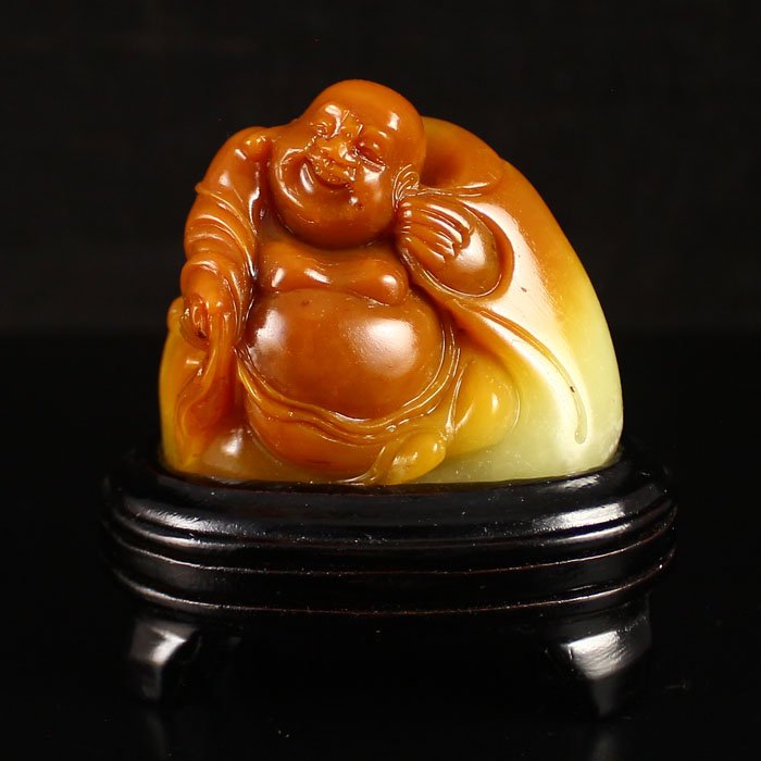 Chinese Natural Shoushan Stone Statue - Laughing Buddha (1 of 6)