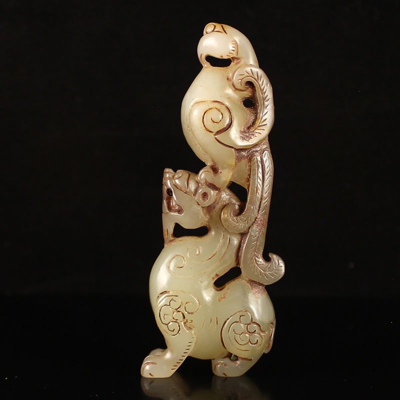 Vintage Chinese Hetian Jade Statue - Dragon & Phoenix (1 of 7)