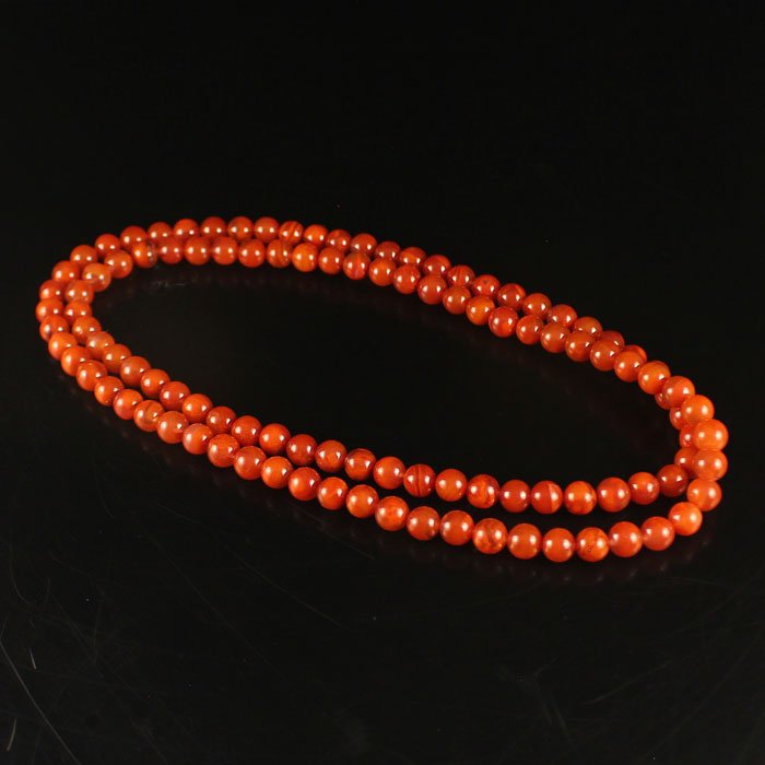 8 mm Beautiful Chinese Nan Hong Agate Beads Necklace (1 of 4)