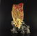 Chinese Natural Chicken Blood Stone Statue w Flower