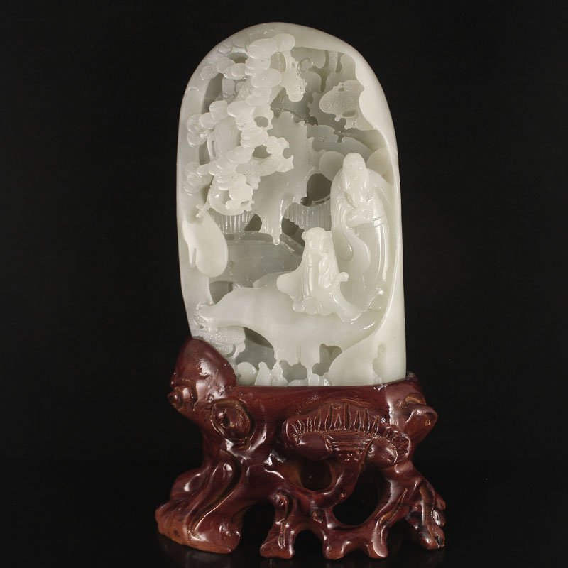 Chinese Natural Hetian Jade Statue w Teacher & Student (1 of 7)
