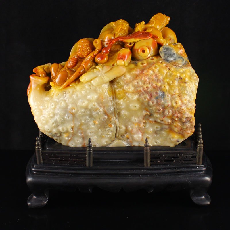 Shoushan Stone Statue - Three Fortune Taoism Deity (1 of 8)