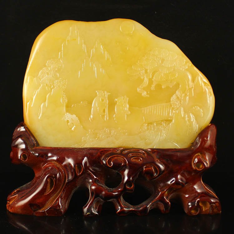 Superb Chinese Natural Jade Statue Carved Old Man & Kid (1 of 6)