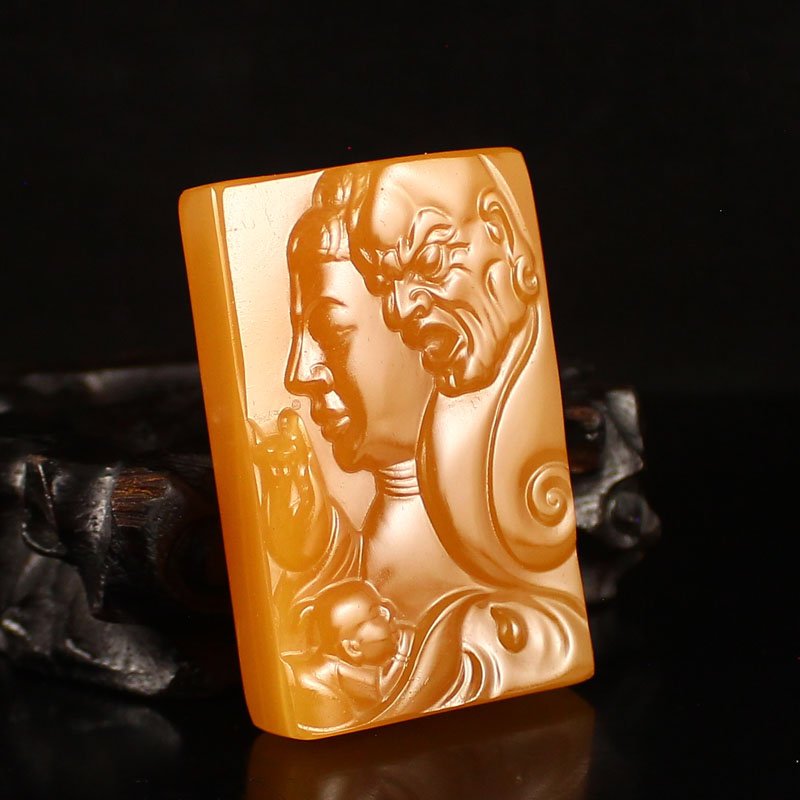 Hand Carved Indonesia Jin Tian Huang Pendant - Buddha (1 of 6)