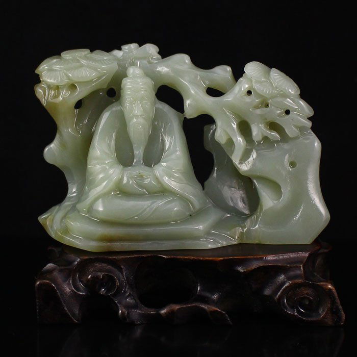 Hand Carved Chinese Natural Hetian Jade Statue -Old Man (1 of 7)